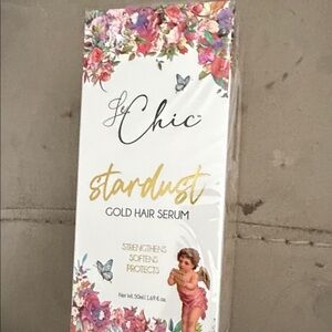 chic Stardust Gold Hair Serum with Floral Design
